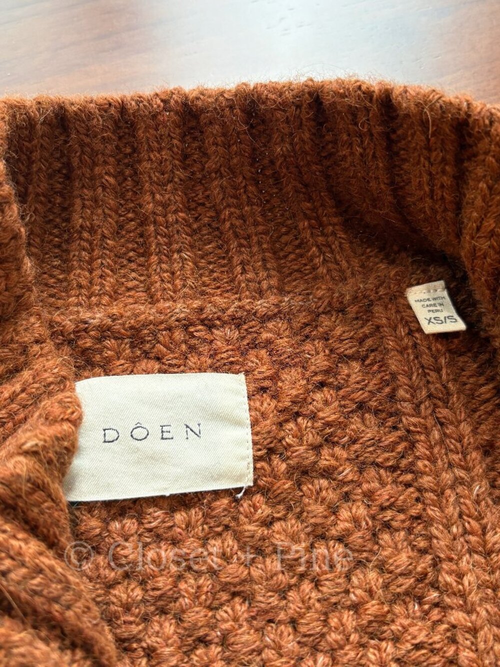Doen‎ Skye Cardigan Sweater in Cinnamon Brown Size XS Small Alpaca Wool Blend - Picture 4 of 17
